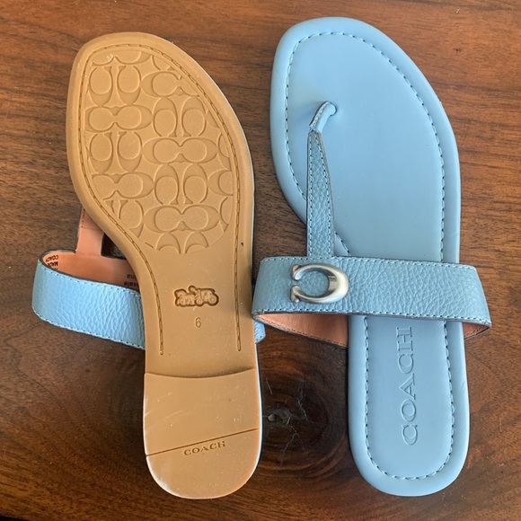Coach leather blue sandals - Picture 2 of 3